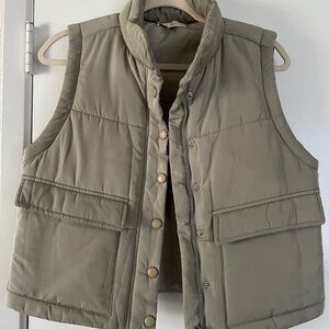 olive green puffer vest